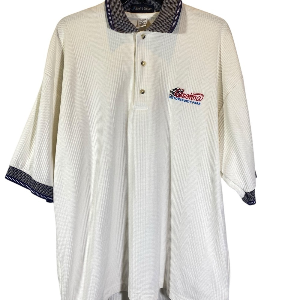 CAROLINA MOTORSPORTS PARK Men's size XL VINTAGE Polo Short Sleeve White & Navy
